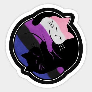 Genderfluid Yin Yang Cat Sticker